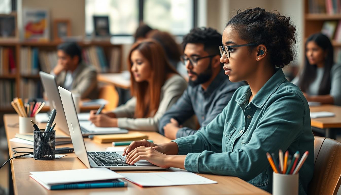 Students collaborating in study space